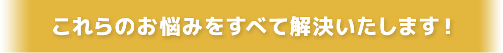 これらのお悩みをすべて解決いたします！