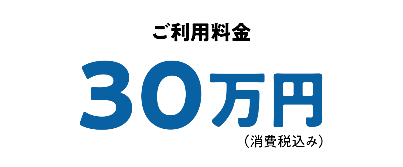 ご利用料金：30万円（消費税込み）